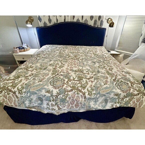Pottery Barn Reza FULL QUEEN Duvet Cover Palampore Ivory Blues Greens Reds - Picture 6 of 7